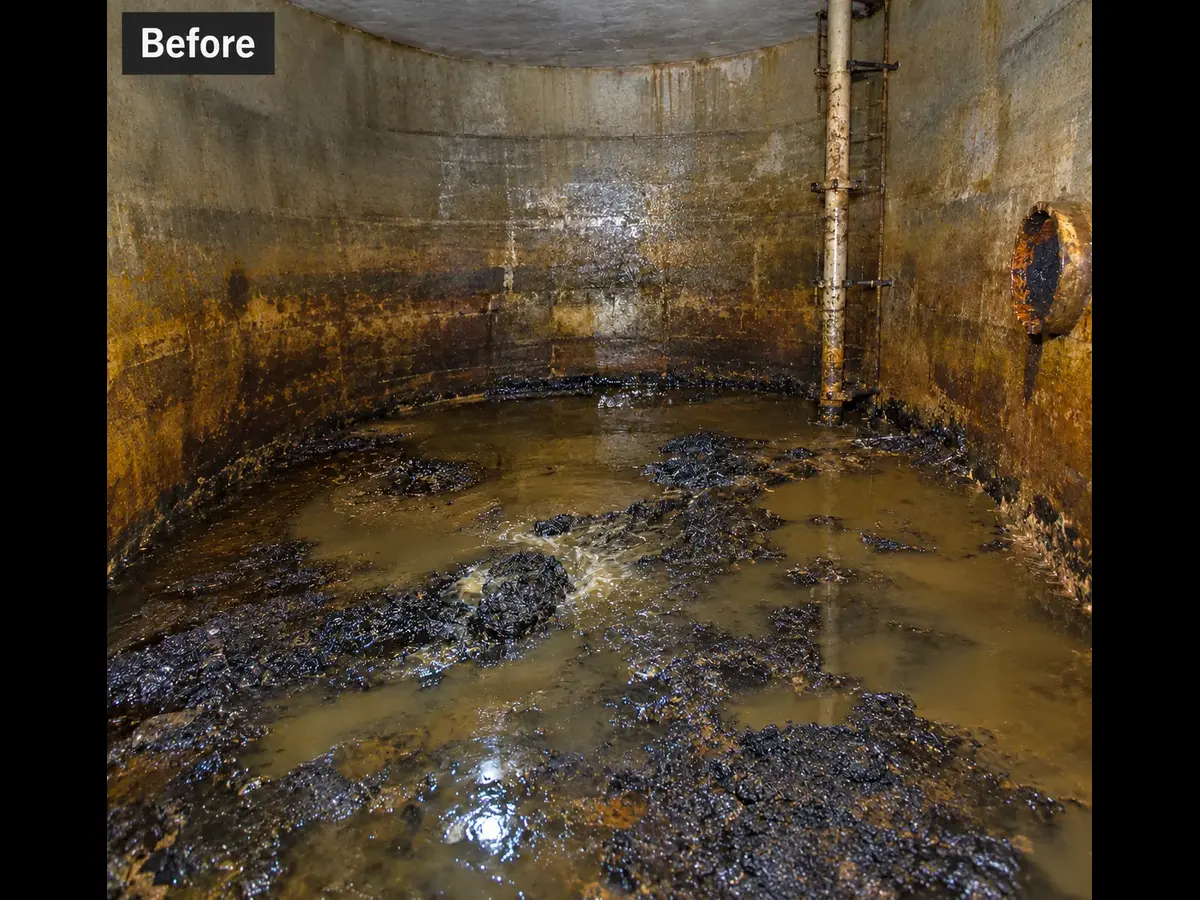 Underground water tank in Karachi before cleaning
