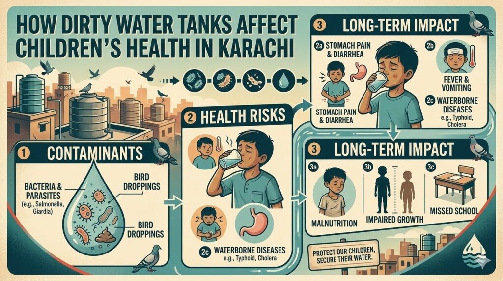 How dirty water tanks affect children's health in Karachi