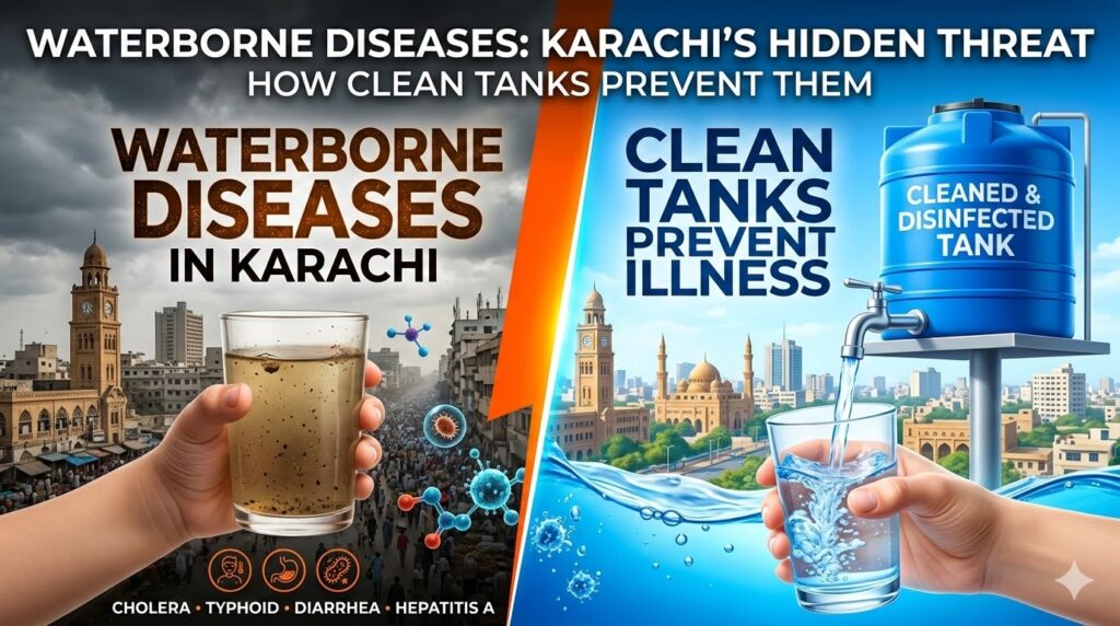 Waterborne diseases common in Karachi and how clean tanks prevent them